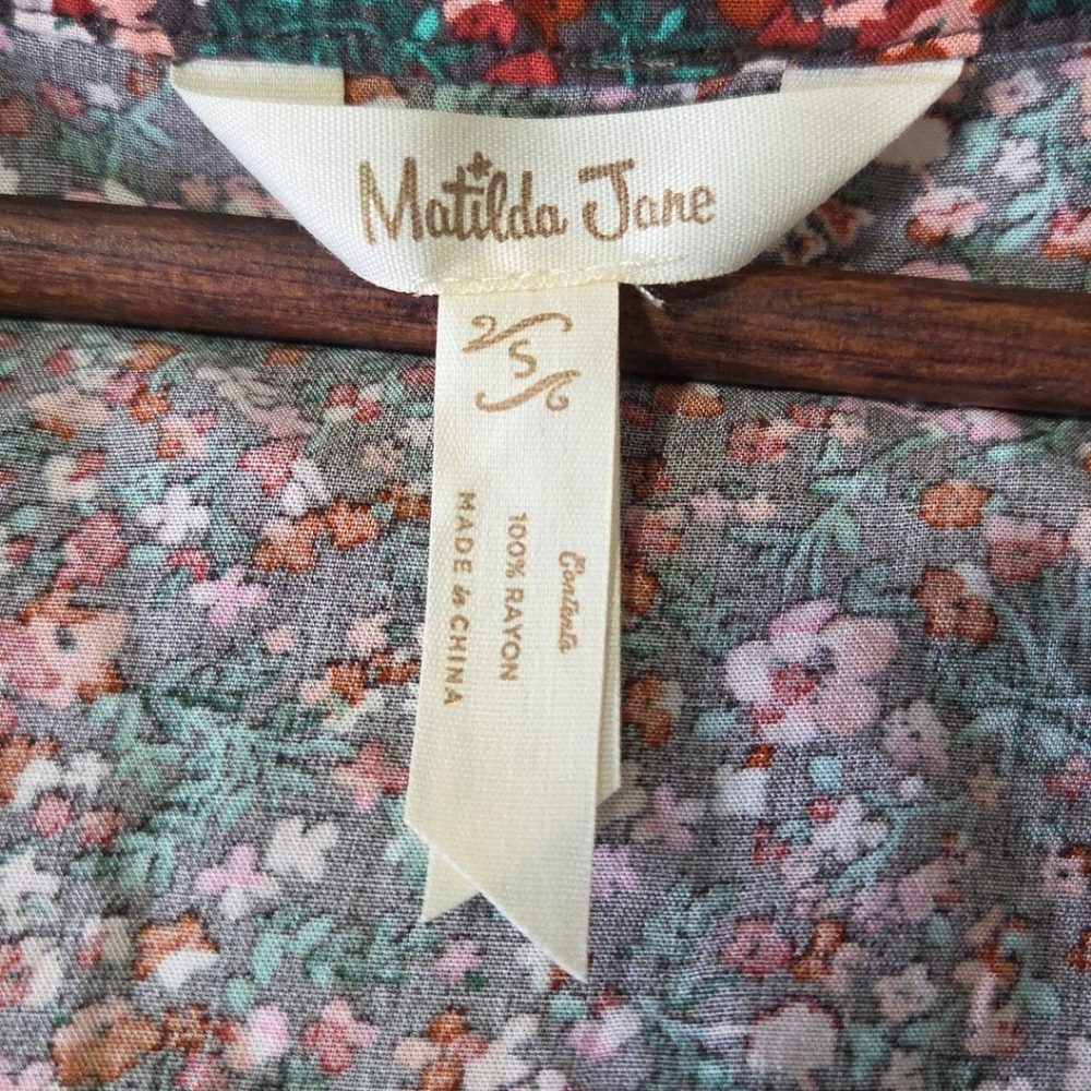 Matilda Jane S Olive Green Fabulous Floral Dress Midi Boho - Picture 6 of 8